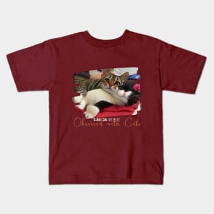 Obsessed with Cats (two cuddling kitties) Kids T-Shirt